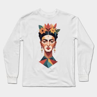 Frida's Rainbow Essence: Colorful Illustration Long Sleeve T-Shirt